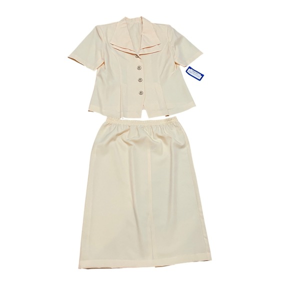 Andrea Kay Dresses & Skirts - Andrea Kay VTG 80s Size 10 Butter Yellow Midi Skirt Suit SS Blazer Office NWT‎